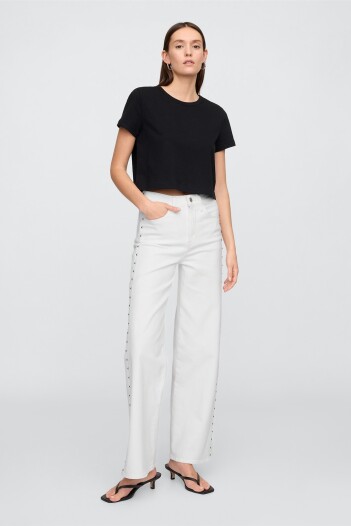 Jean Wide Leg Con Tachas Mujer Bright White