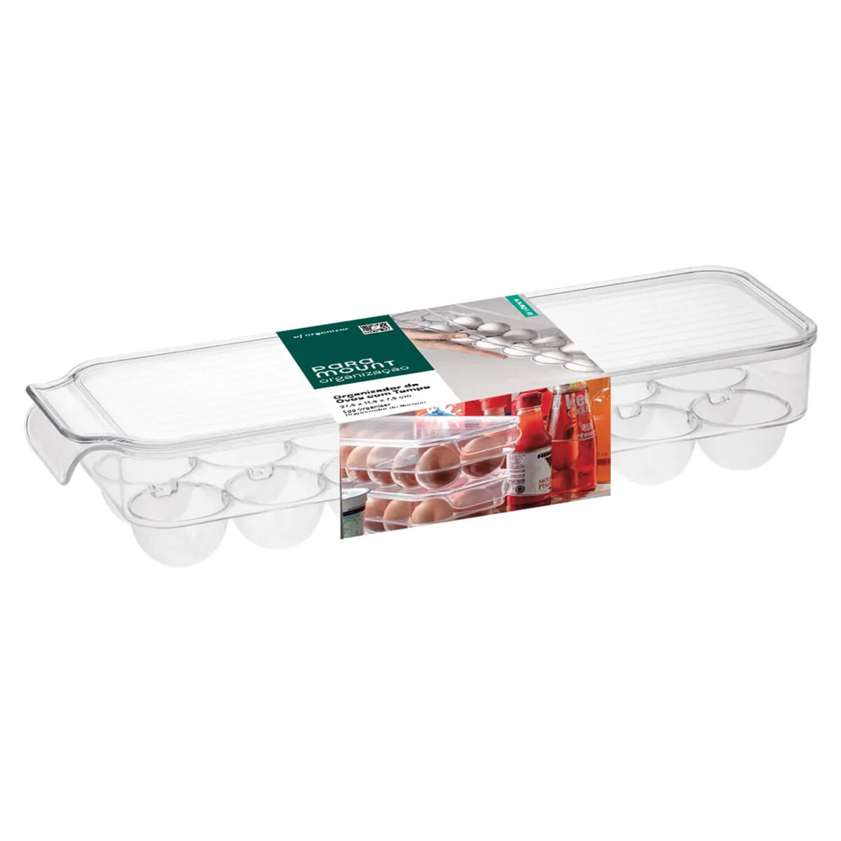 Organizador 14 Huevos Huevera c/Tapa Diamond Heladera Cocina - Transparente 