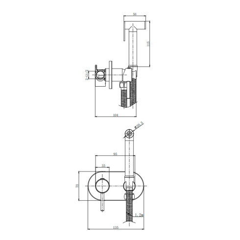 Ducha Higienica De Empotrar Terminacion Brush Nickel Serie Murcia 000