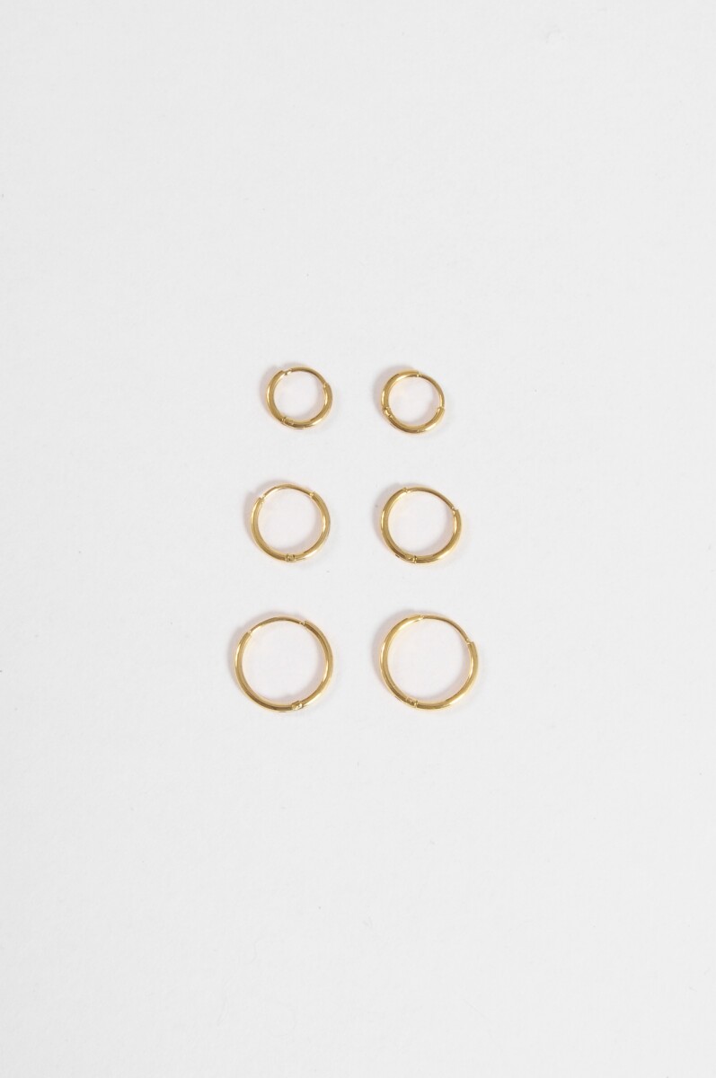 Set de 3 aros de acero finos - dorado 