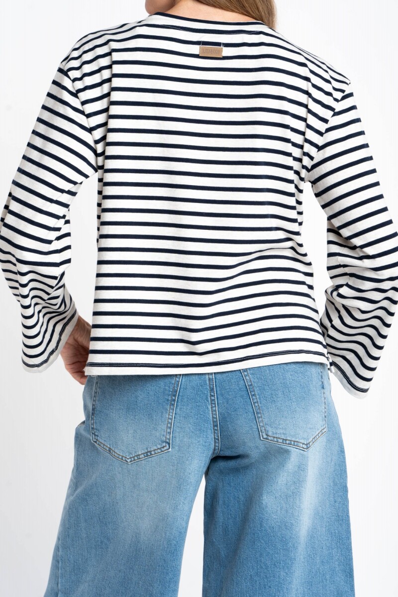 Remera Algodón Elastano Rayada Marino