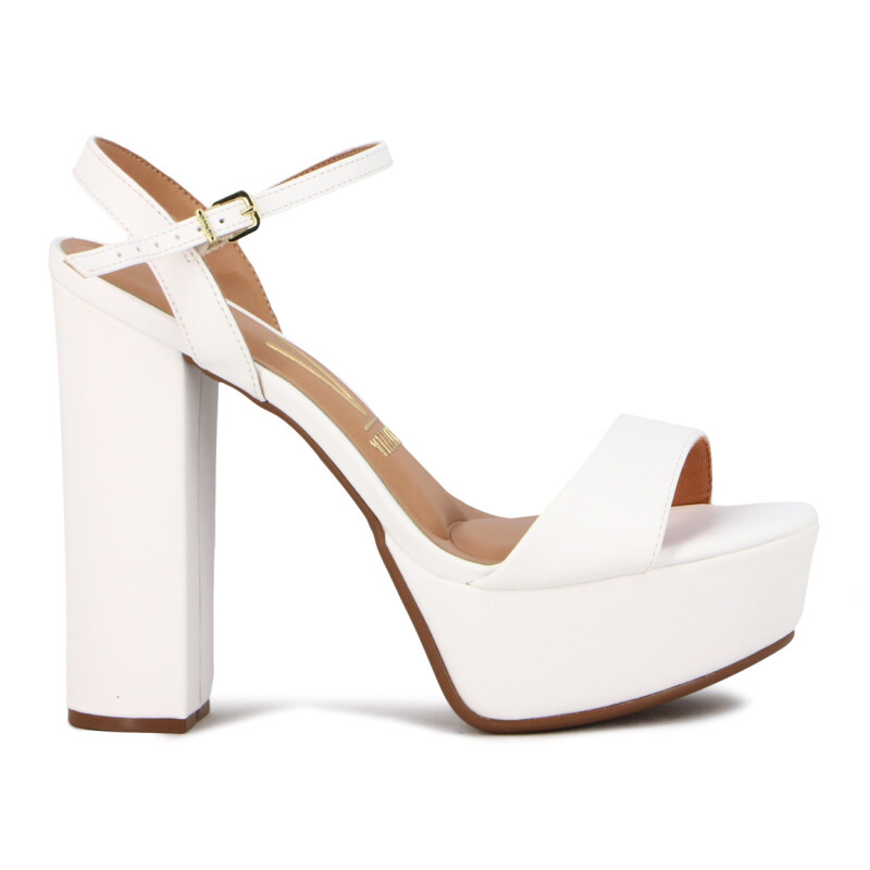 Sandalia Plataforma Mujer Vizzano Taco Alto Blanco