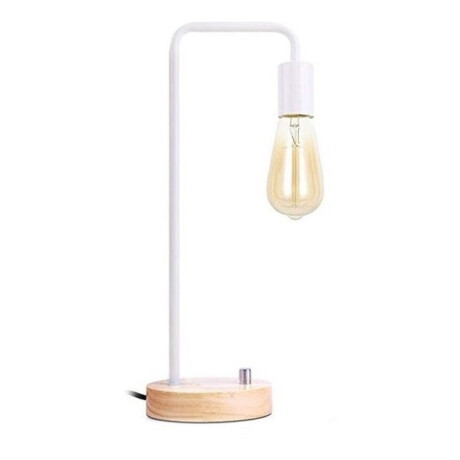 Lampara De Escritorio Metal Y Madera Retro Blanco