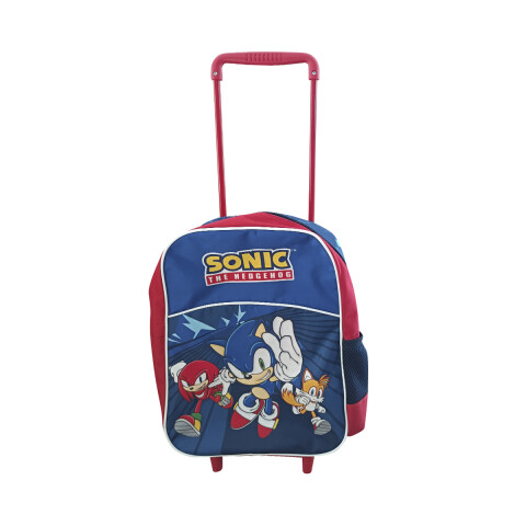 Mochila infantil Sonic con Carro Tafeta Chica 35 x 26 cm AZUL/ROJO