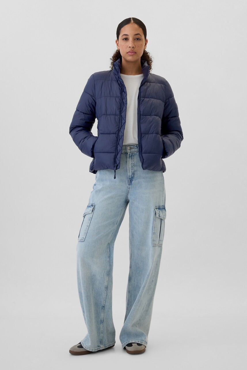 Campera Puffer Logo Gap Mujer Navy Uniform