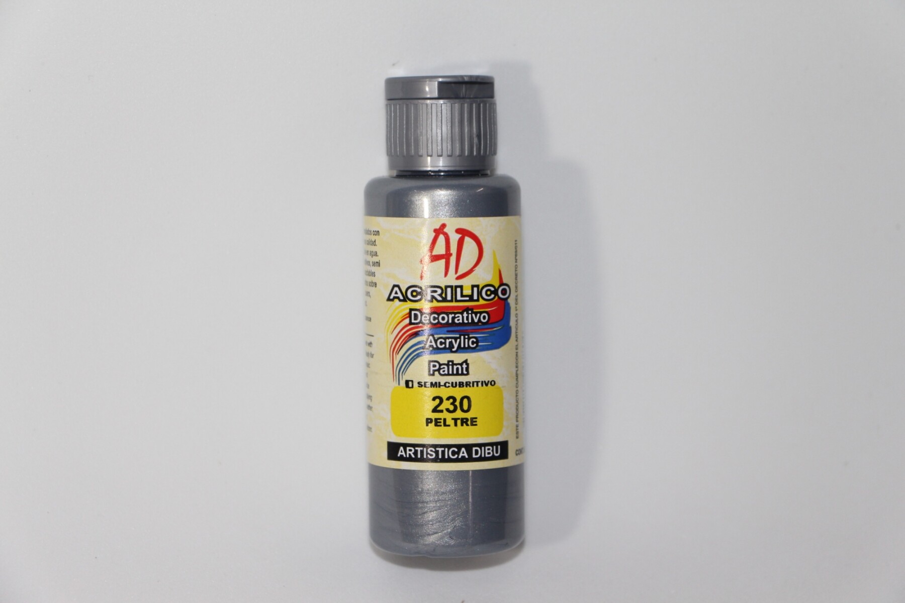 PINTURA ACRILICA ARTISTICA DIBU 60 ML. DIFERENTES COLORES - COLOR PELTRE 230 