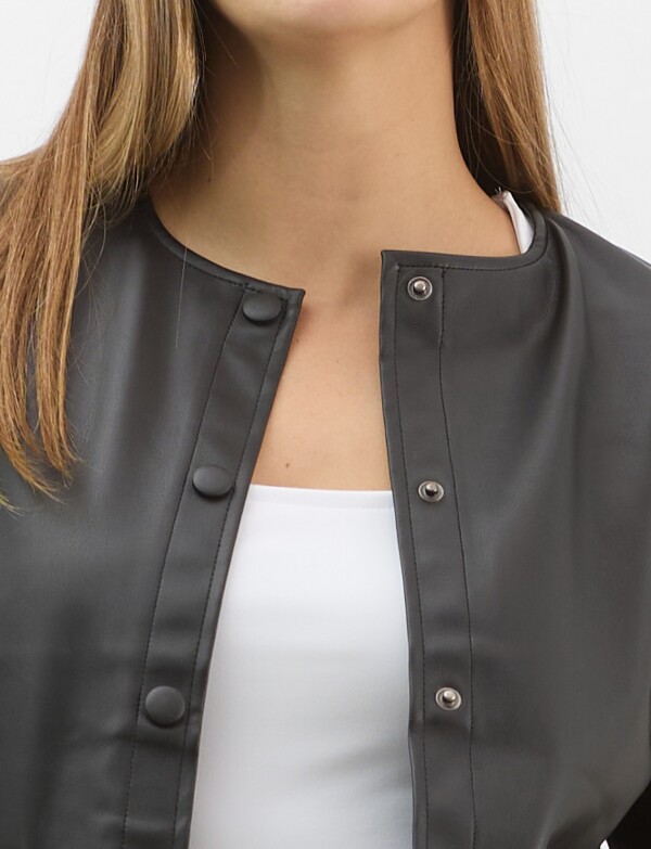Chaqueta Combinada Eco Cuero NEGRO