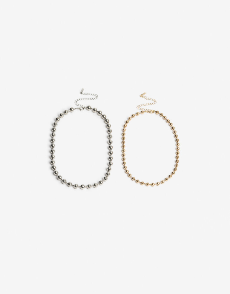 Collares Cortos Metal Set De Collares Biplating - Combinacion Bicolor