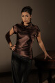 BLUSA C680/26 ASIMETRICA MANGA JAPONESA CUELLO VOLCADO Marron