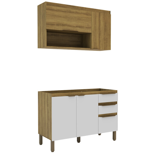BAJO MESADA Y AÉREO MODELO MAGNOLIA 1200 MM COLOR MIEL/BLANCO Bajo Mesada Y Aéreo Modelo Magnolia 1200 Mm Color Miel/blanco