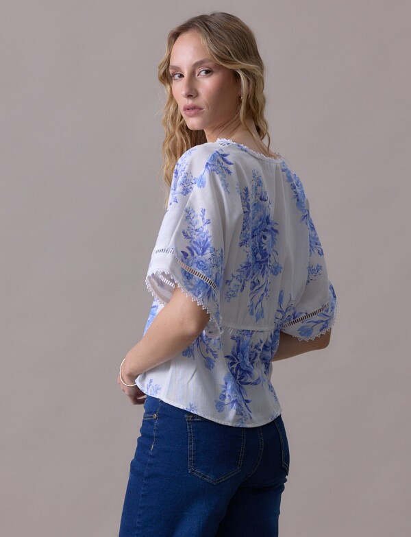 Blusa Puntilla BLANCO/AZUL