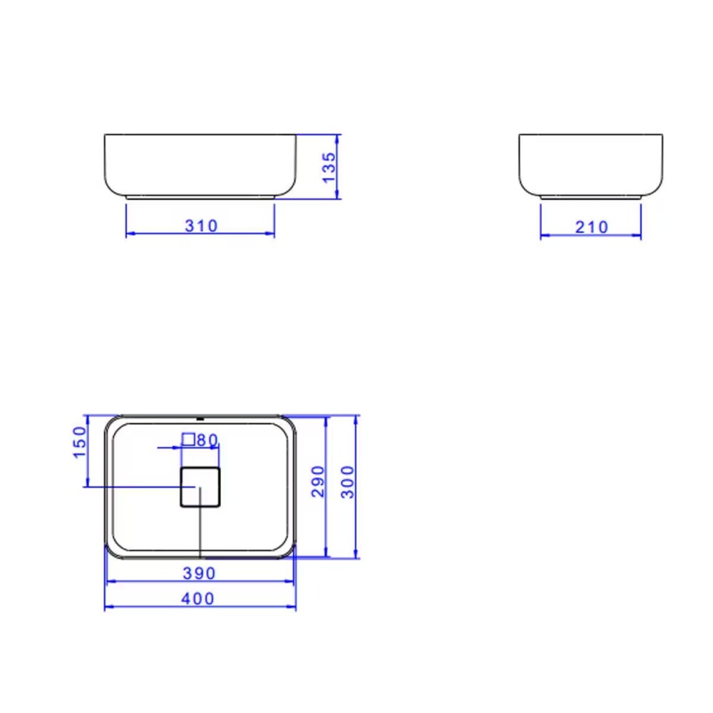 Bacha de apoyo rectangular 40x30 cm negro mate Deca Bacha De Apoyo Rectangular 40x30 Cm Negro Mate Deca