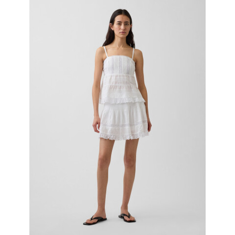 PINTUCK LACE TRIM MINI SKORT FRESH WHITE