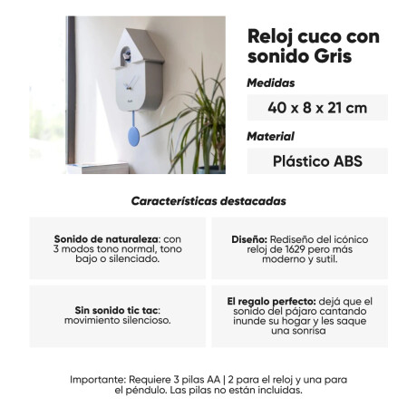Reloj Cuco casita Gris Sc