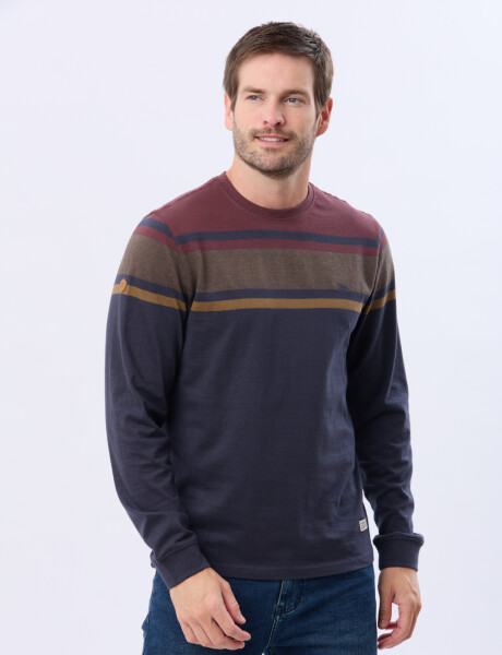 REMERA RAYADA DE ALGODÓN BORDO