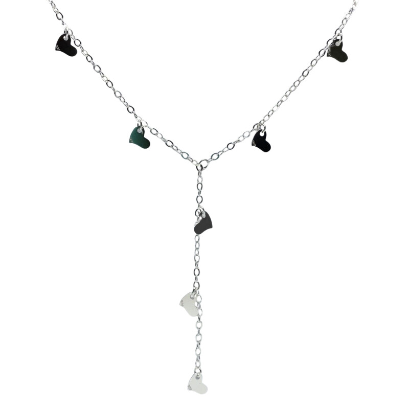 CONJUNTO DE PLATA , TIPO FORCE CORTO CON CORAZONES , LARGO 45 CM L9dglt-838-x3