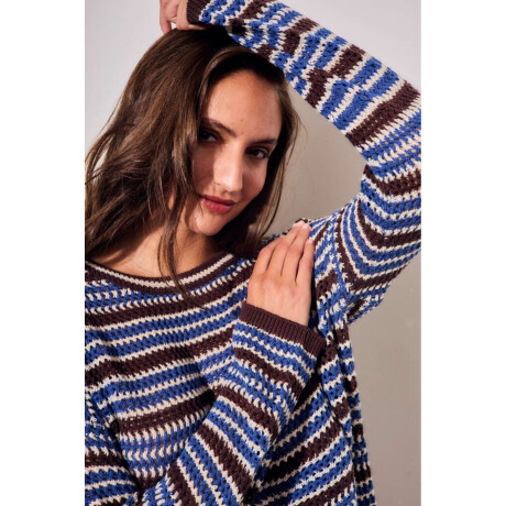 Sweater Rayado Texturado Azul