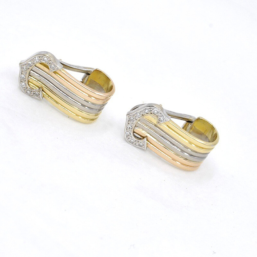 Caravanas En Oro 18K De 3 Tonos Con Brillantes Caravanas En Oro 18K De 3 Tonos Con Brillantes
