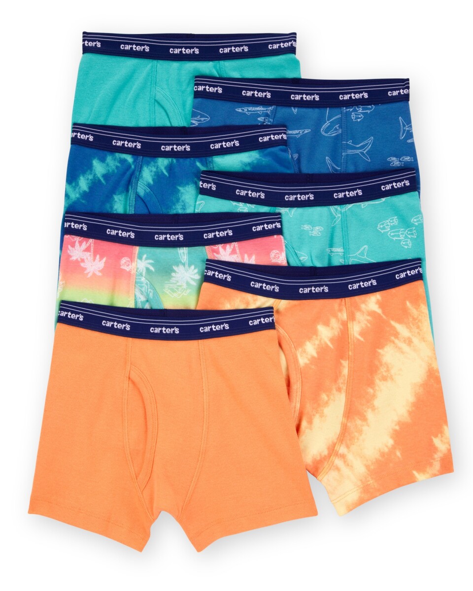 Pack siete calzoncillos boxer de algodón, diseño tropical 