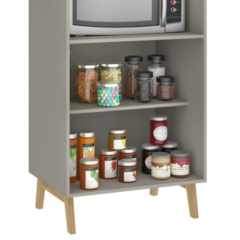 Mueble Alacena Multiusos de Cocina Bajo Mesada con Módulos para Microondas en MDP - Madera - Línea Melilla - Cinza Mueble Alacena Multiusos de Cocina Bajo Mesada con Módulos para Microondas en MDP - Madera - Línea Melilla - Cinza