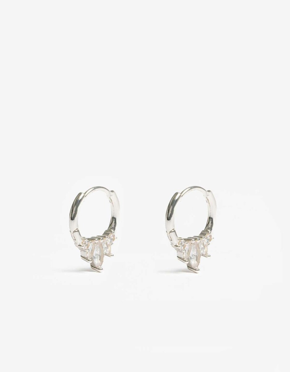 Argollas Con Cubic Zirconia - Plateado 