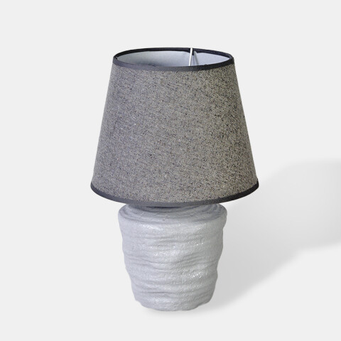 LAMPARA GRIS OSC C/BASE CERAMICA BLANCO P/MESA Unica