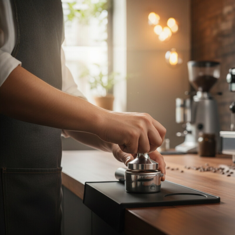 Tamper Mat Café 15x20cm Silicona Negra Negro