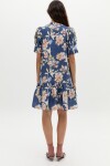 Vestido Corto Athina en Lino Blue Poppy Print