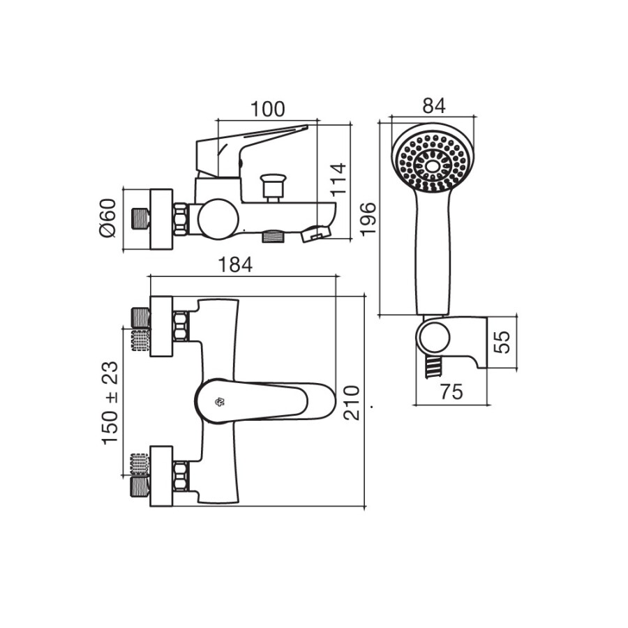 Grifería de Baño Ducha Monocomando Exterior con Transferencia Cromada Línea Amarilis Grifería de Baño Ducha Monocomando Exterior con Transferencia Cromada Línea Amarilis