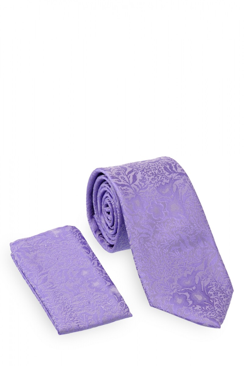 Corbata con pañuelo 8 cm - LILA 