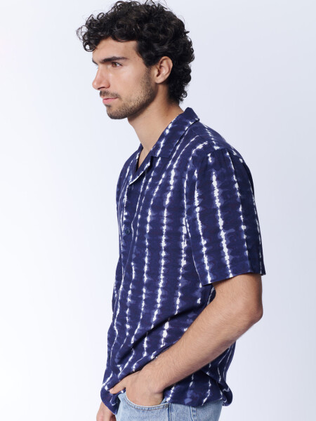 Camisa viscosa estampa arabescos Abstracta Azul