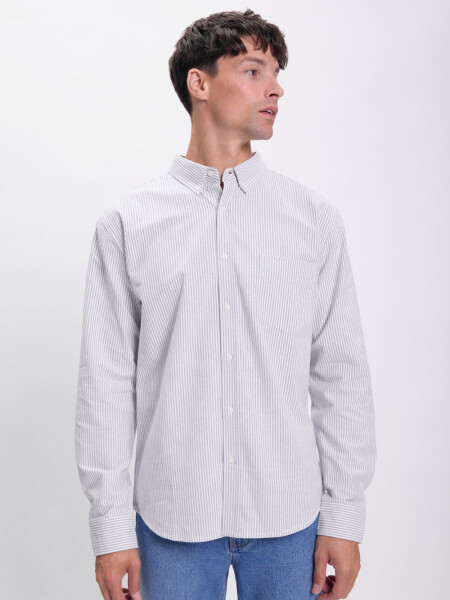 Camisa oxford rayas Gris