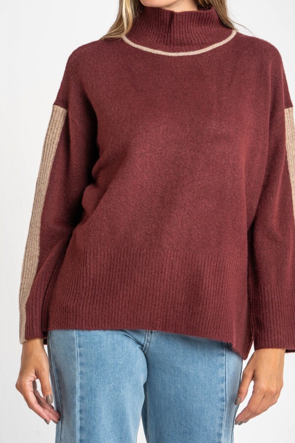 Polera Combinada Bordeaux