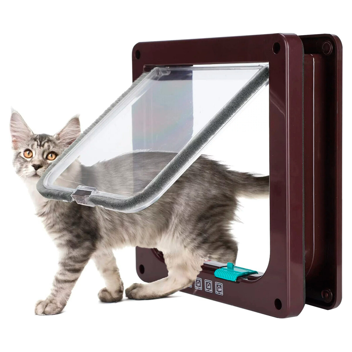 Puerta Para Ingreso Salida Mascotas Perro Gato Ventana L - Variante Color Marron 