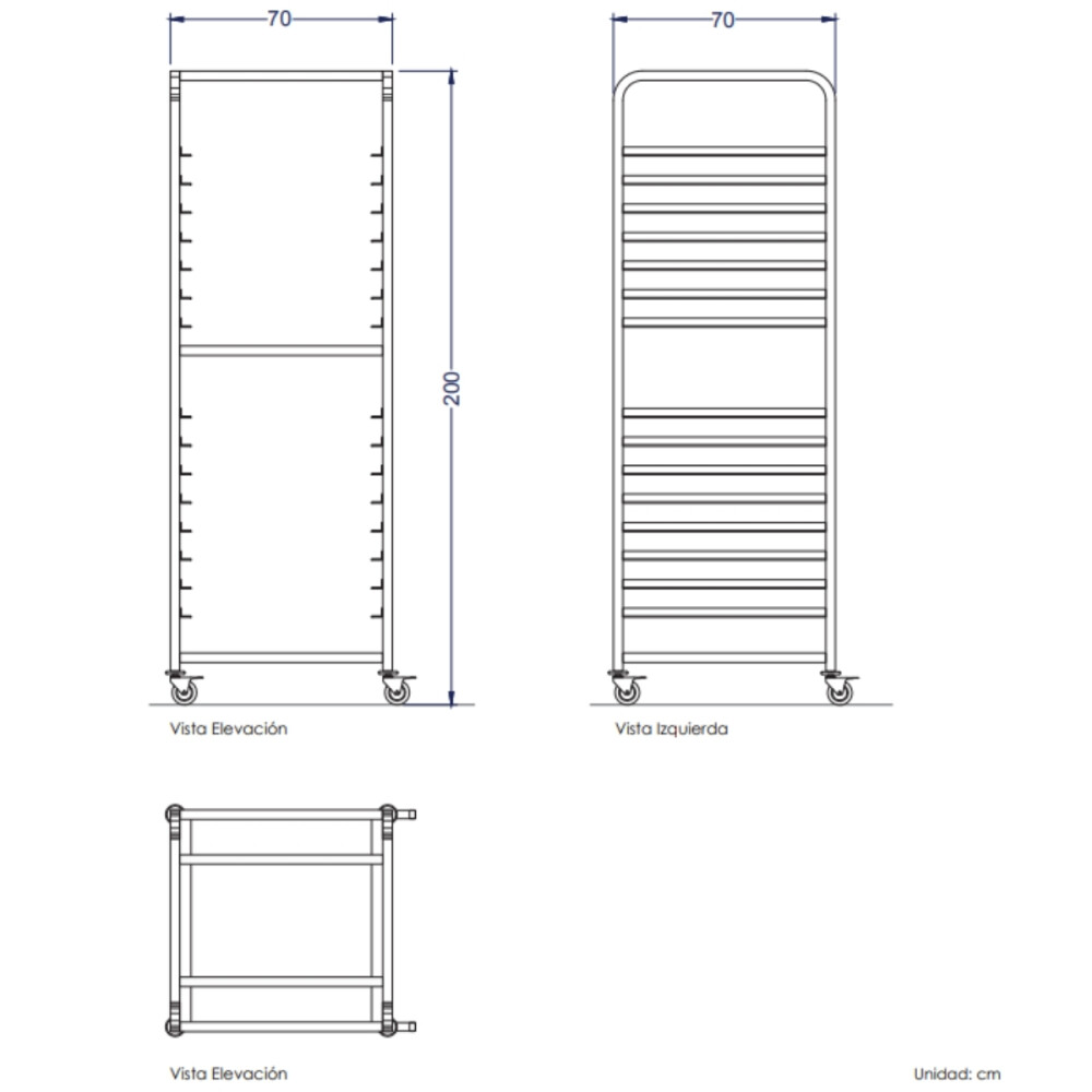 Carro Gavillar 16 Niveles para Bandejas Gastronómicas 1/1 Carro Gavillar 16 Niveles para Bandejas Gastronómicas 1/1
