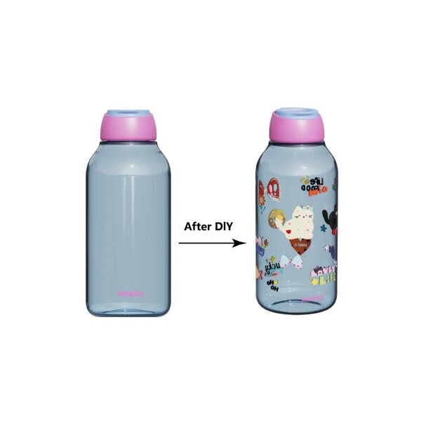 Botella DIY + stickers celeste