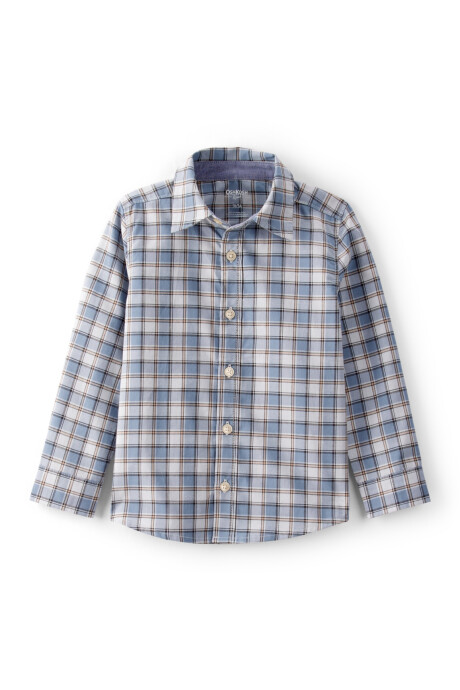 Camisa de popelina, diseño a cuadros Sin color