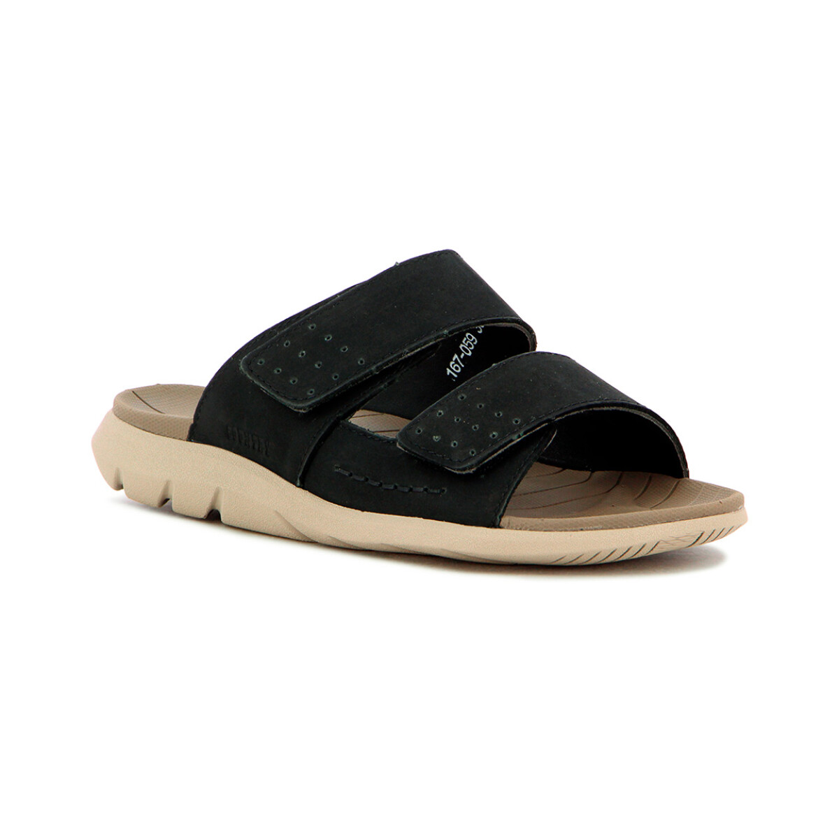 Country Sandalia De Hombre Doble Tira C/ Velcro - Negro - Negro 