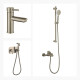JUEGO DE GRIFERIA BRUSH NICKEL DUCHA EXTERIOR LAVATORIO BAJO DUCHA HIGIENICA 000