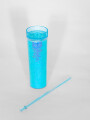 Vaso Con Tapa + Sorbito Gaiman Azul