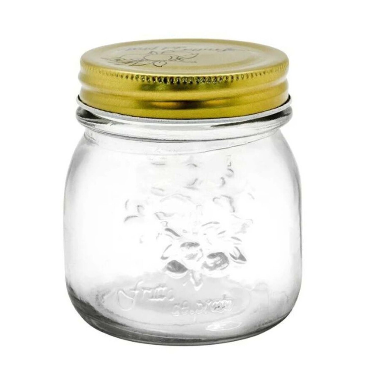 Frasco Recipiente de Vidrio Labrado 250Ml Tapa Rosca Metal - Transparente 