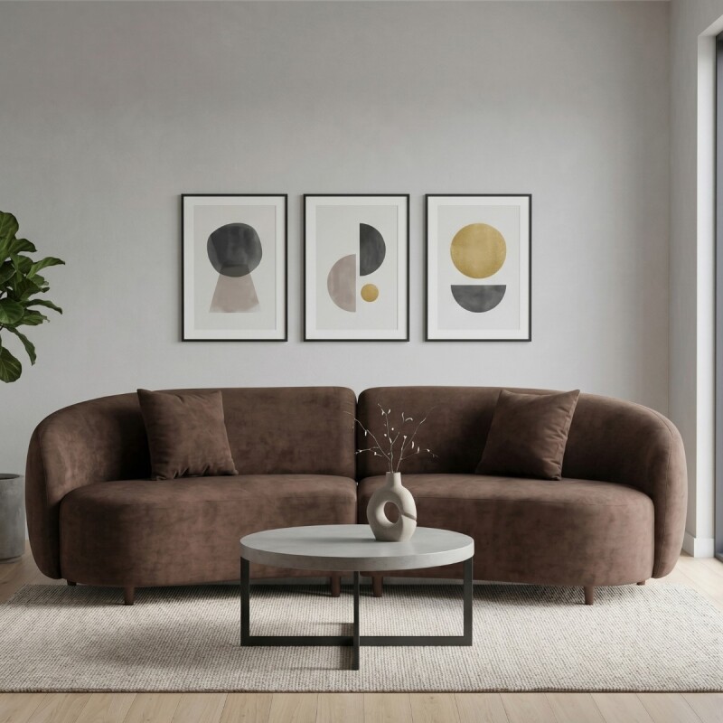 SOFA 4 PUESTOS 2PZS CURVED MARRÓN 400738 Unica