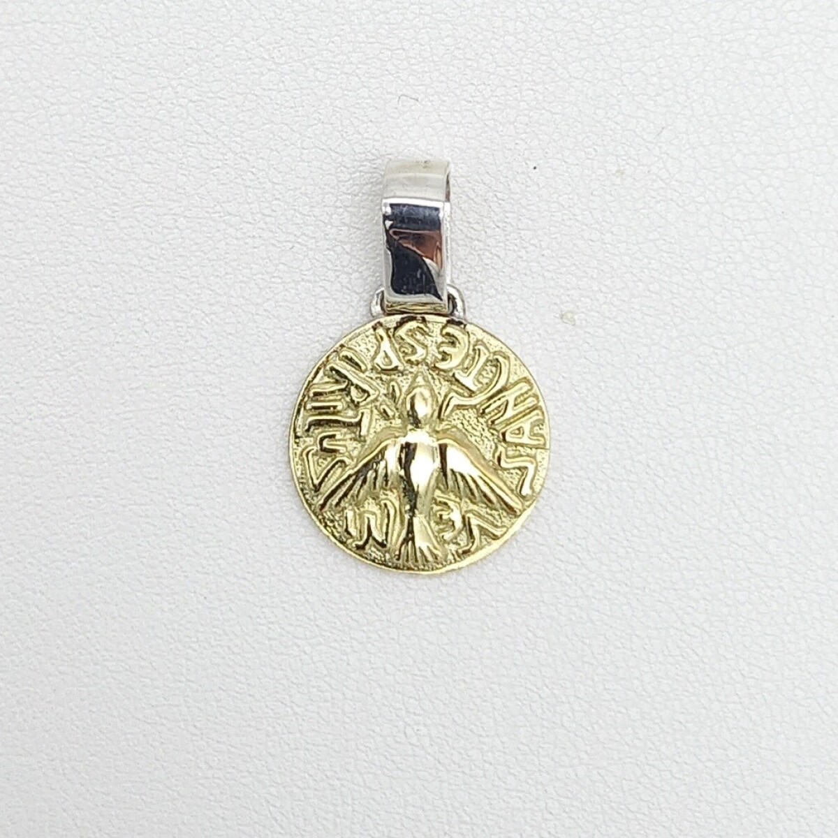 Medalla de plata 925 y double de oro 18 ktes, ESPIRITU SANTO. 