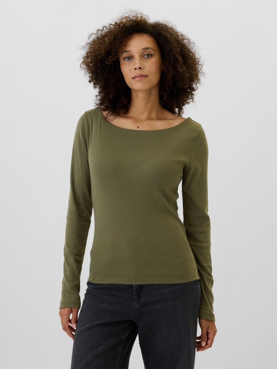 Remera Cuello Bote Mujer - Olive Night 
