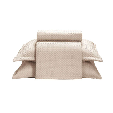 Juego Colcha y Funda Dohler Provenza Queen 100% Microfibra Beige