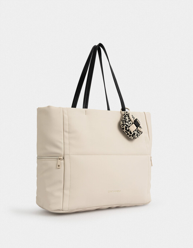 Shopper Cartera Shopper Con Pouch - Blanco Crudo