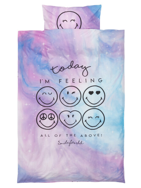 Juego funda nórdica SMILEY SGL 155x220 mor Juego funda nórdica SMILEY SGL 155x220 mor