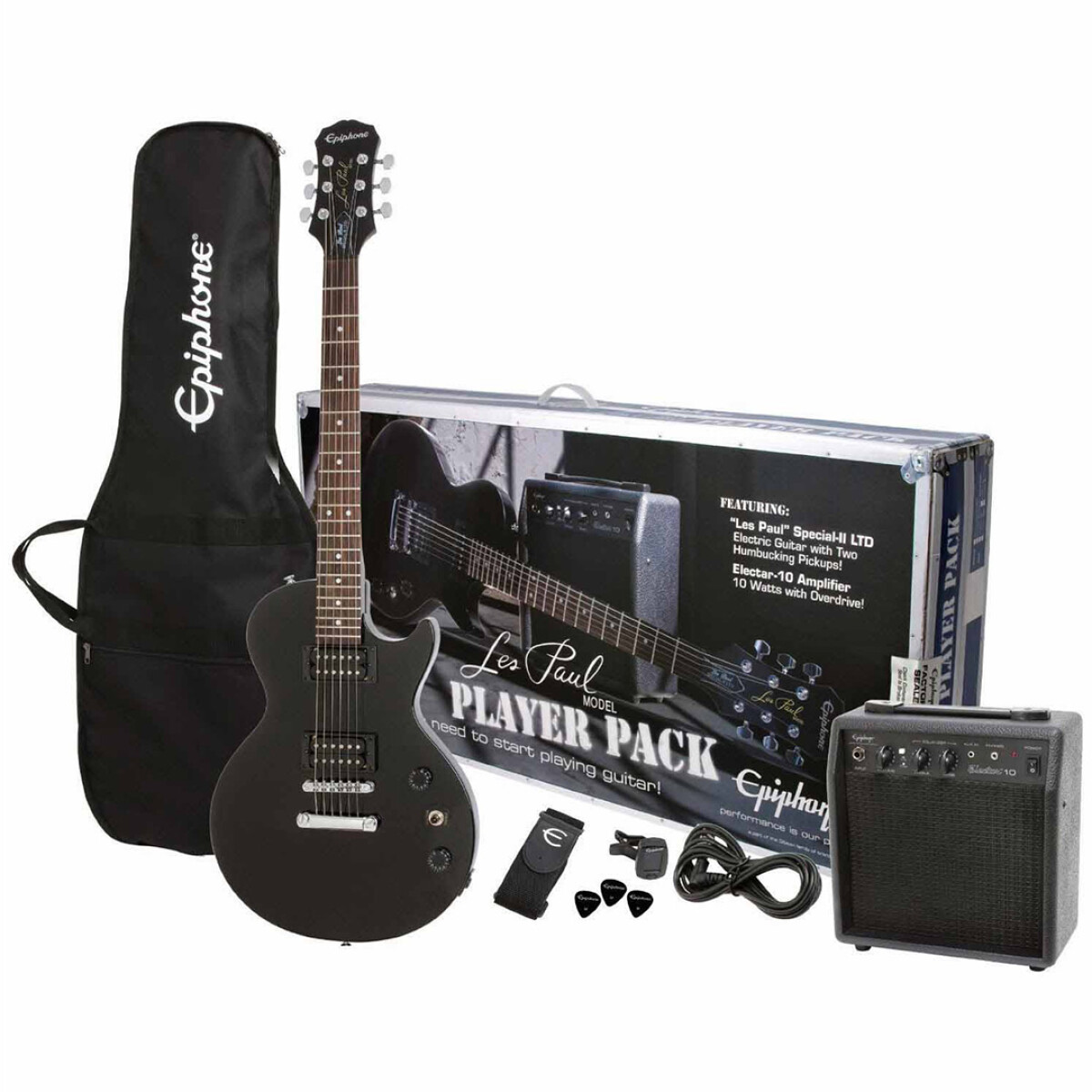 Pack Guitarra Electrica Epiphone Lp Negro 