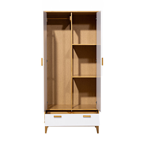 Ropero en madera maciza 2 puertas 1 cajón Blanco