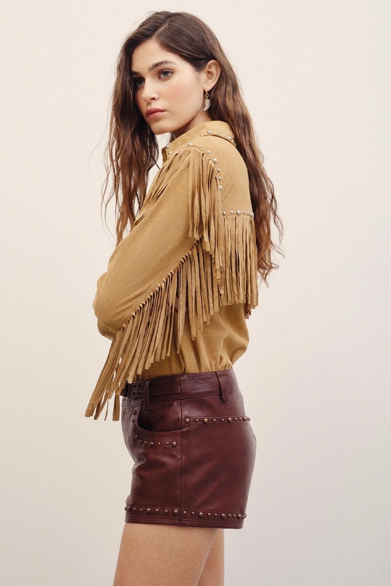 SHORT STUDS CUERO Marron
